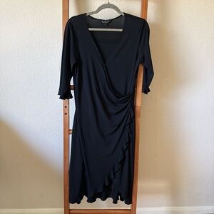 A.B.S MATTE jersey Black Wrap Dress